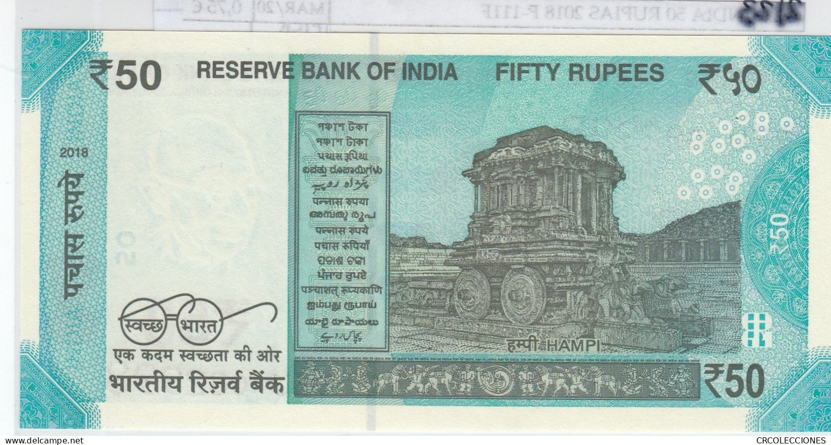 BILLETE INDIA 50 RUPIAS 2018 P-111F - Other - Asia