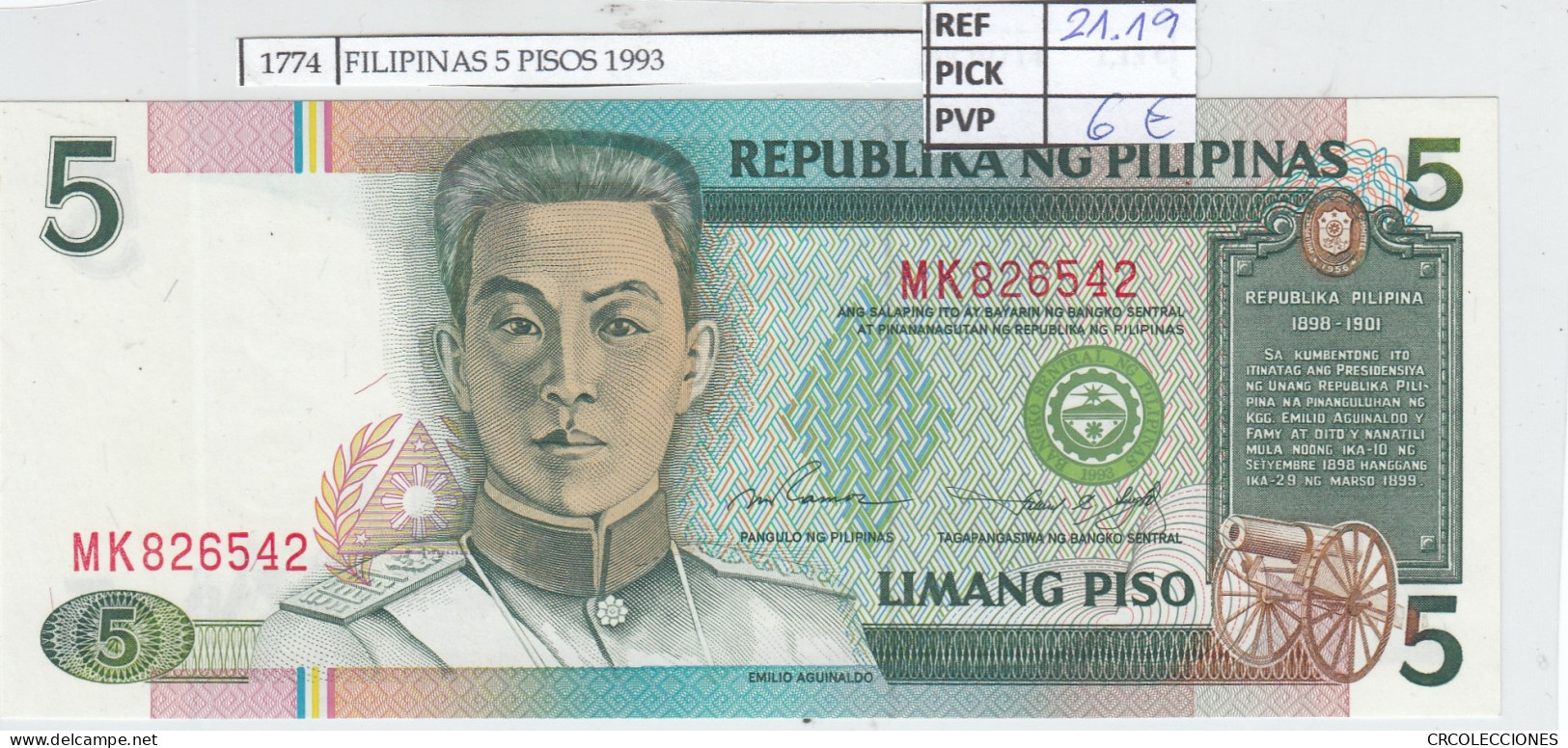 BILLETE FILIPINAS 5 PISOS 1995 P-180  - Sonstige – Asien