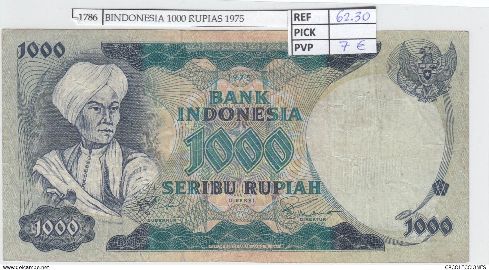 BILLETE INDONESIA 1.000 RUPIAS 1975 P-113a  - Sonstige – Asien