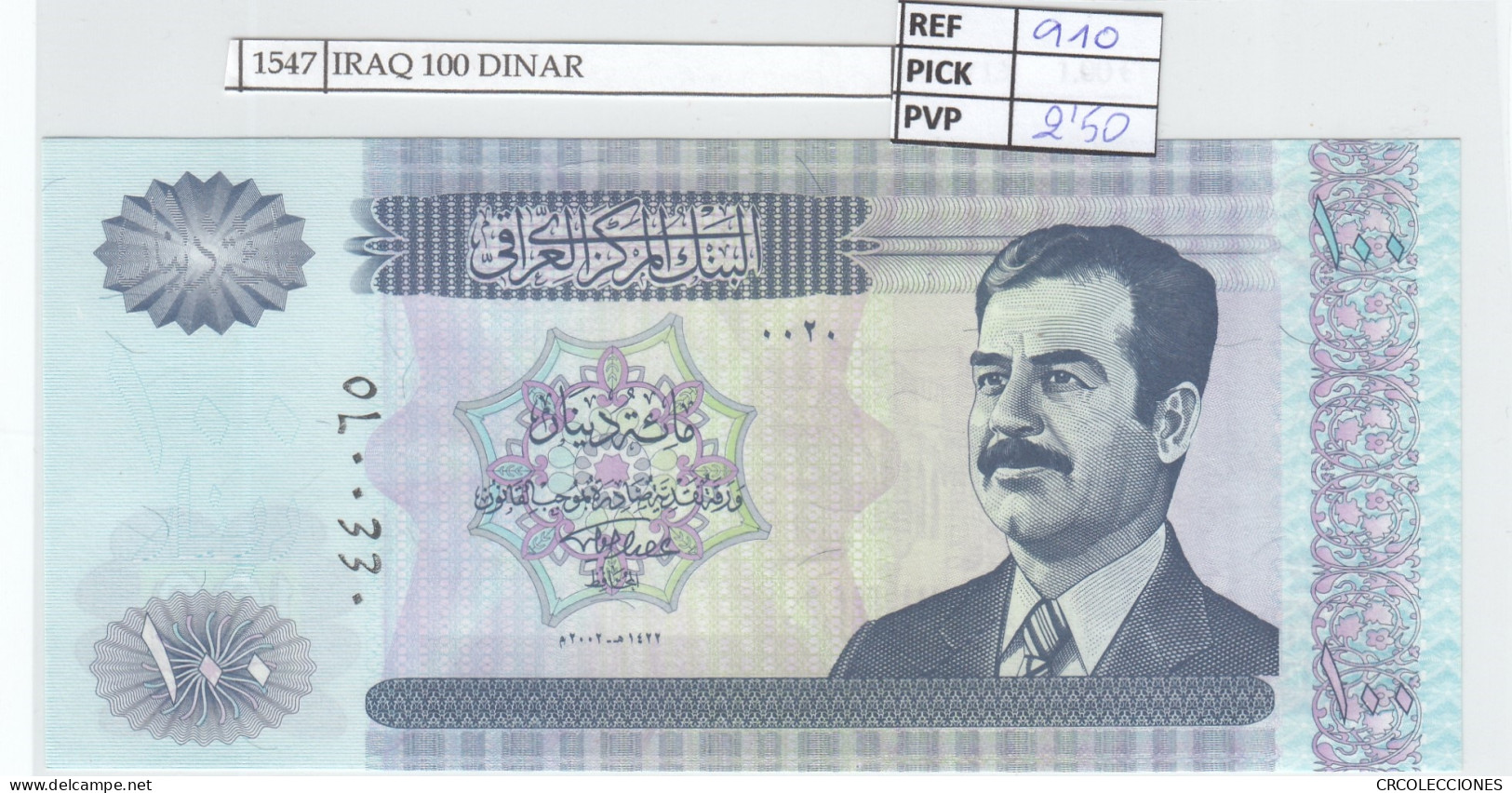 BILLETE IRAQ 100 DINAR 2002 P-87 - Autres - Asie