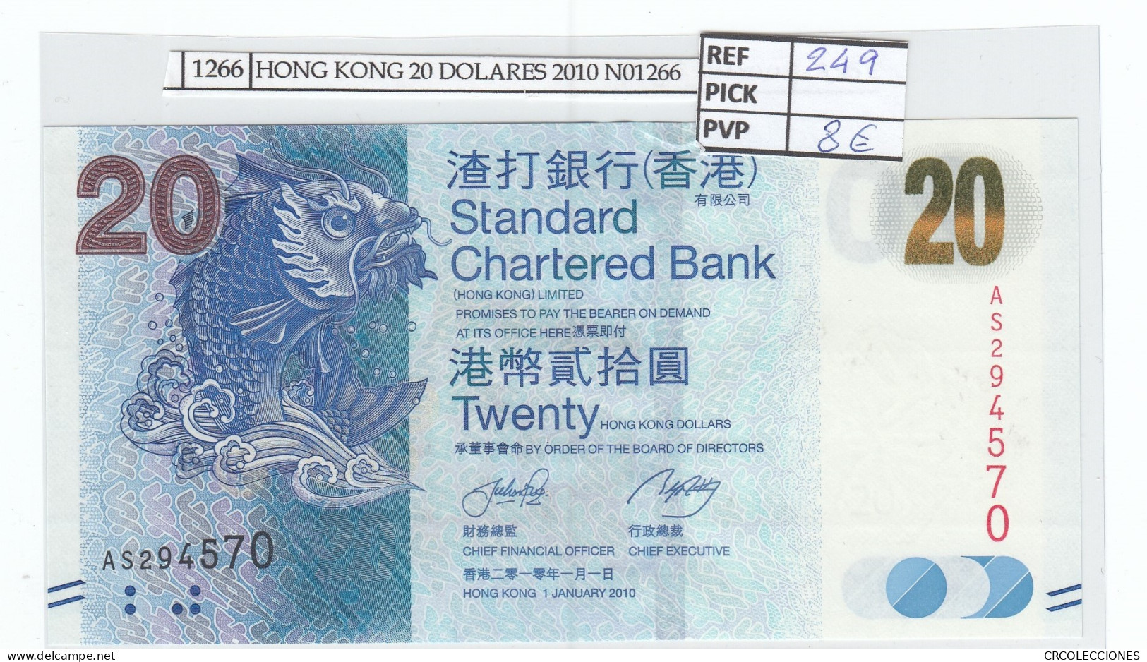 BILLETE HONG KONG 20 DOLARES 2010 P-297a  - Autres - Asie