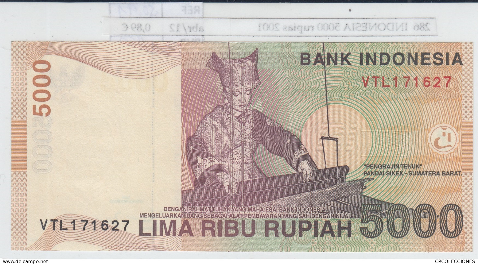 BILLETE INDONESIA 5.000 RUPIAS 2001 P-142a - Autres - Asie