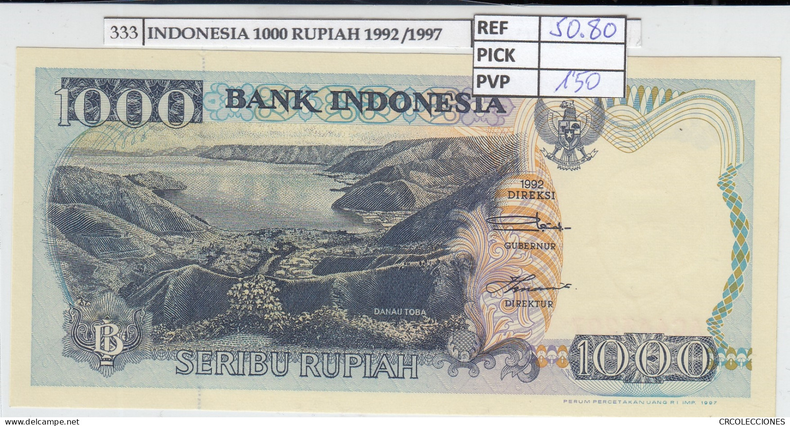 BILLETE INDONESIA 1000 RUPIAS 1997 (92) P-129f - Autres - Asie