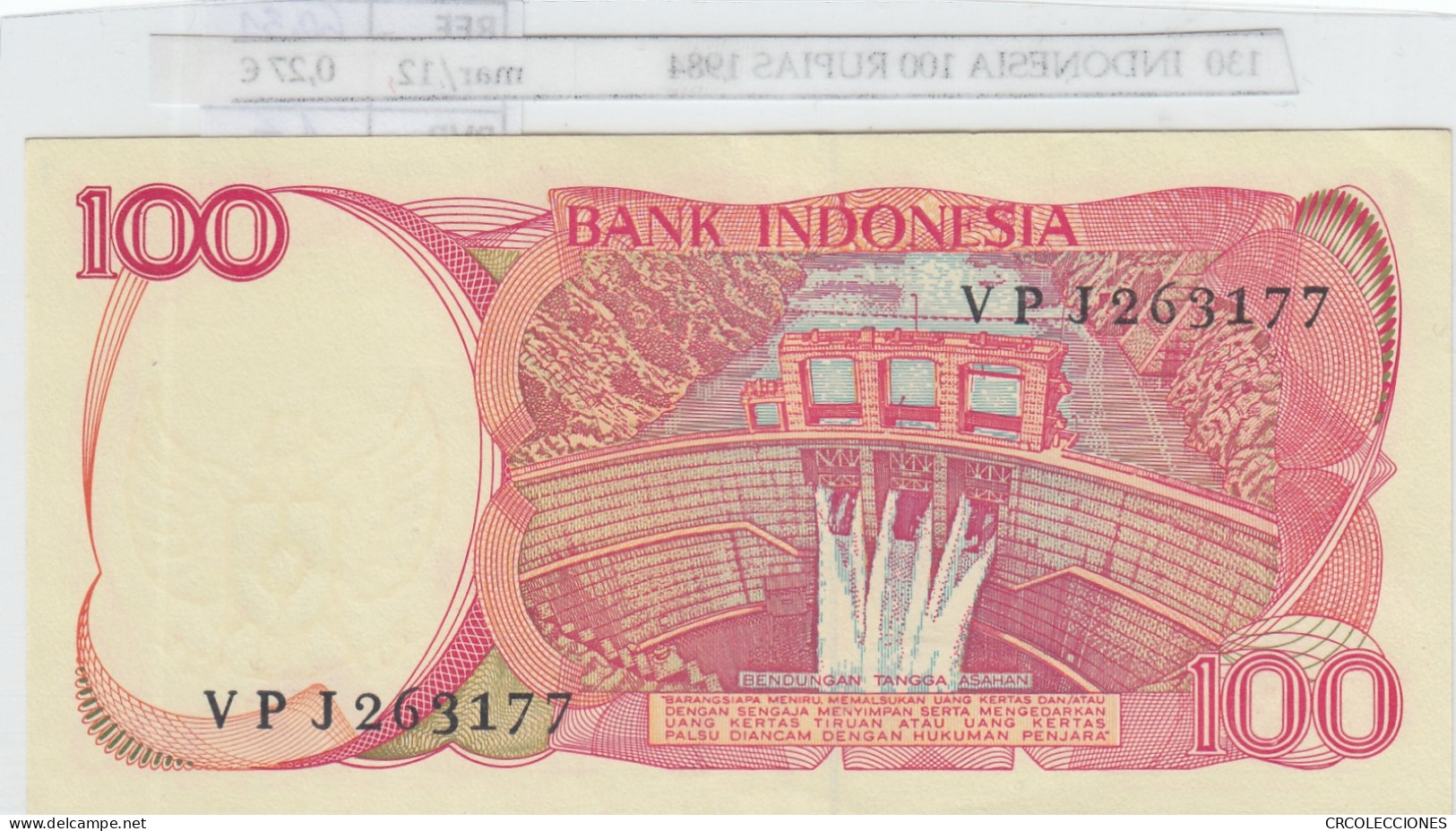 BILLETE INDONESIA 100 RUPIAS 1984 P-122a - Autres - Asie