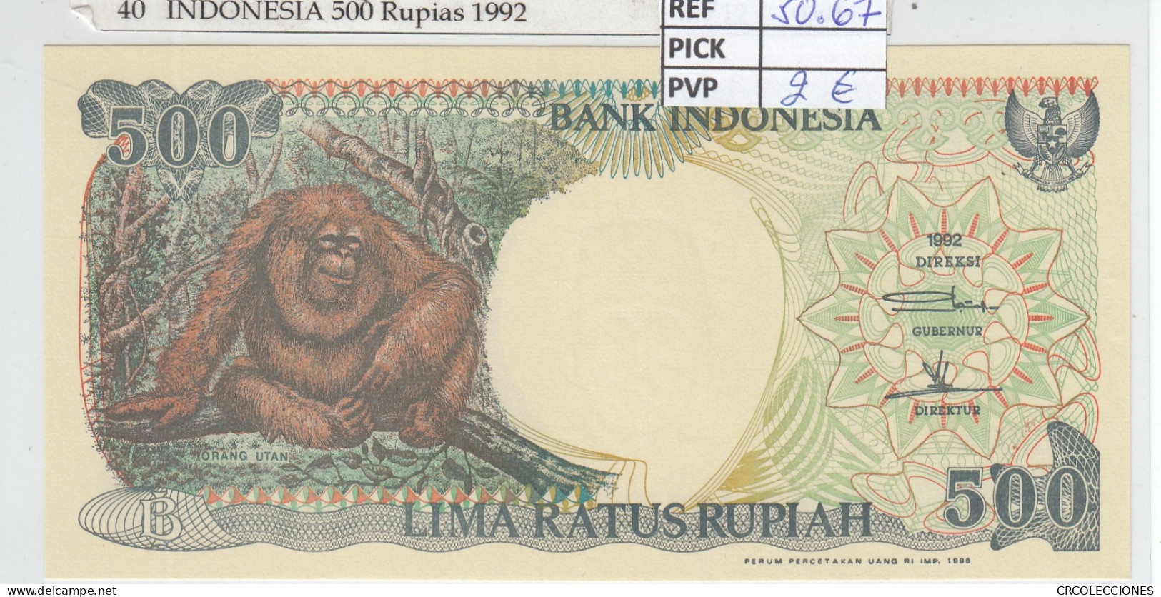 BILLETE INDONESIA 500 RUPIAS 1998 (92) P-128g - Autres - Asie