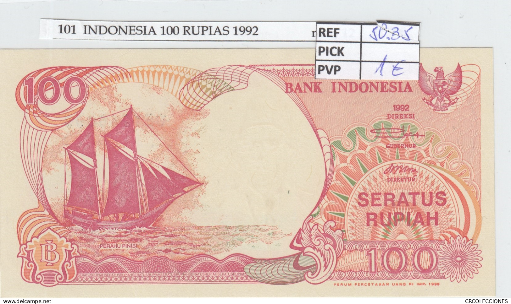 BILLETE INDONESIA 100 RUPIAS 1999 (92) P-127a - Autres - Asie