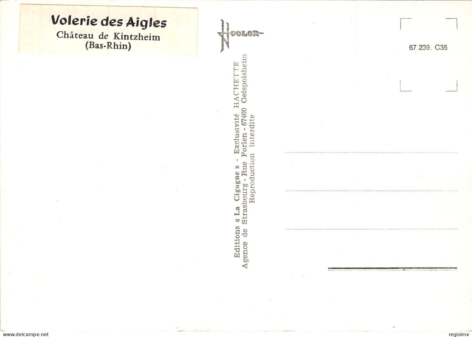 67-CHÂTEAU DE KINTZHEIM-VOLERIE DES AIGLES-N°346-B/0253 - Other & Unclassified