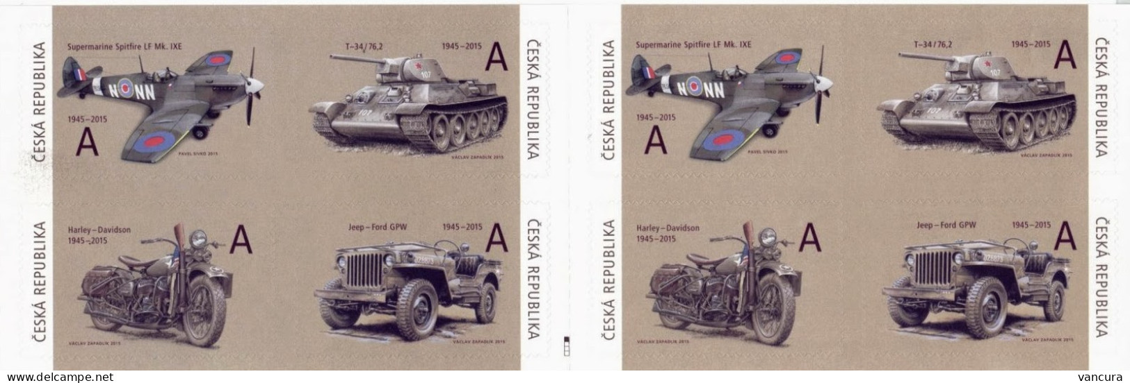 ** Booklet 833-6 Czech Republic Harley Davidson Spitfire T 34 Jeep Ford 2015 2nd Edition - Guerre Mondiale (Seconde)