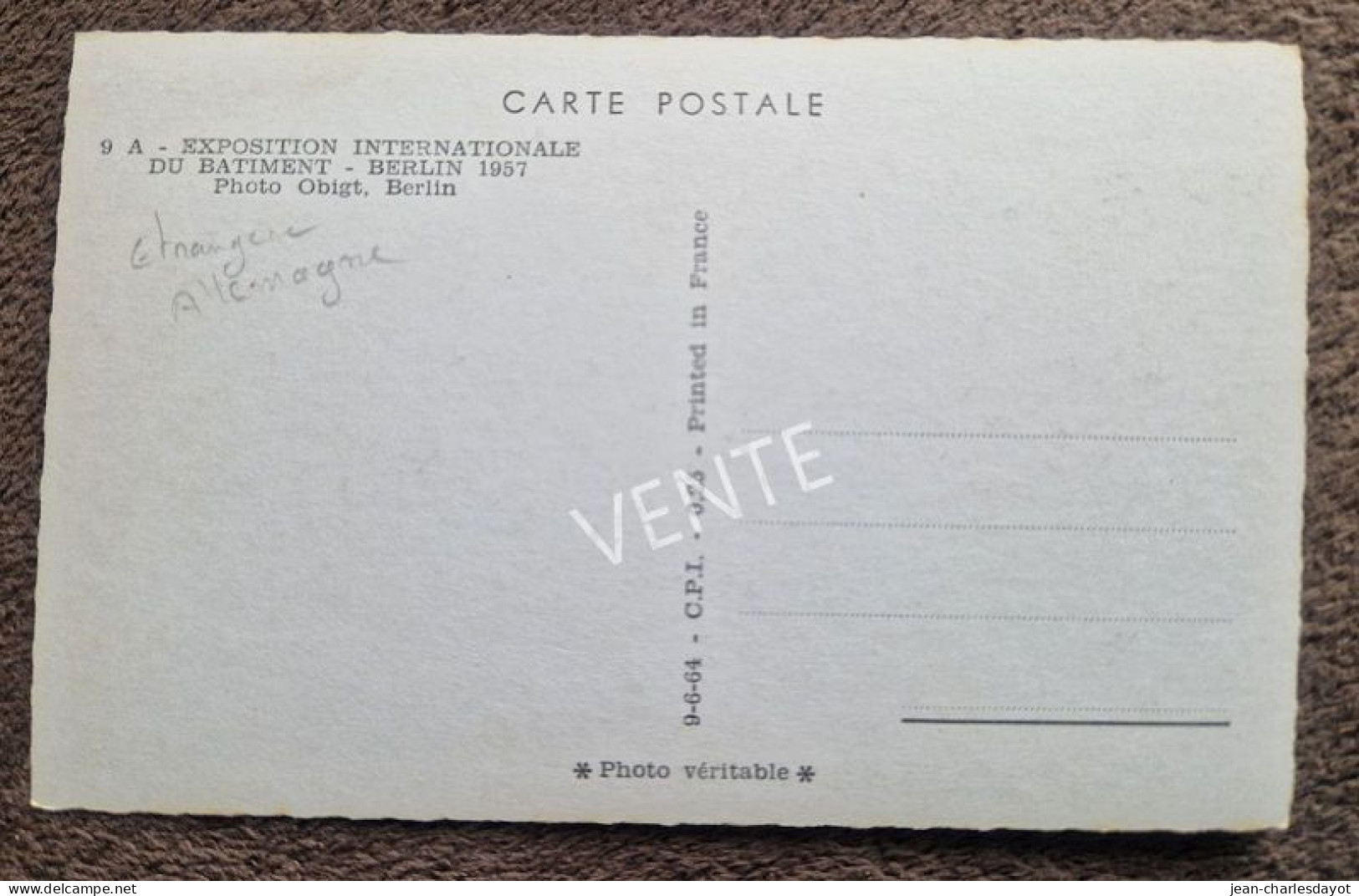 Carte Postale BERLIN : Exposition Du Bâtiment 1957 - Autres & Non Classés