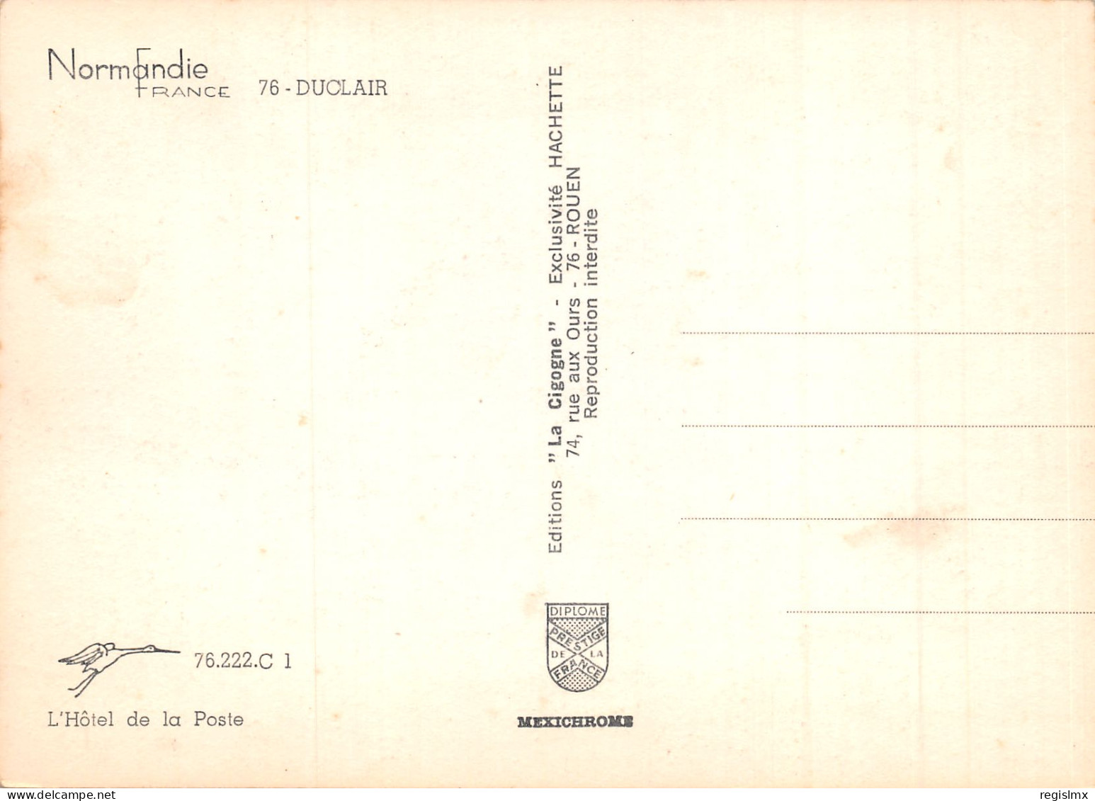 76-DUCLAIR-HOTEL DE LA POSTE-N°347-D/0053 - Duclair