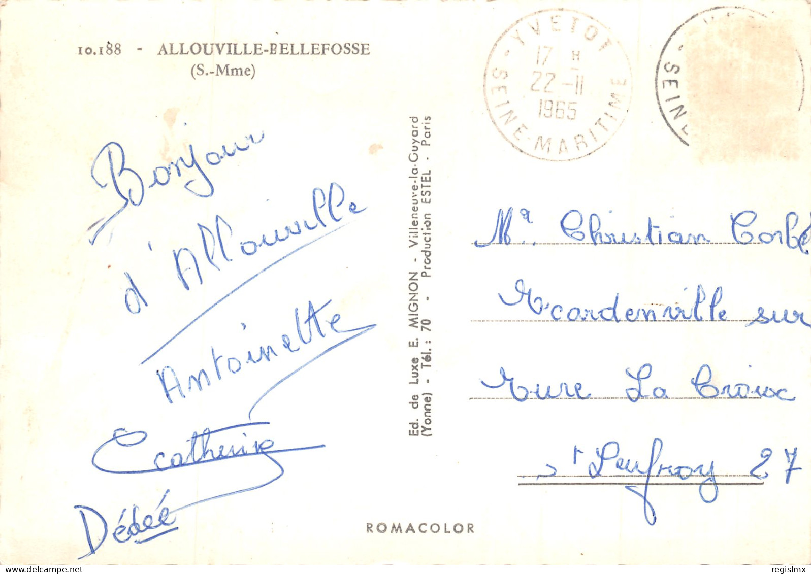 76-ALLOUVILLE BELLEFOSSE-N°347-D/0055 - Allouville-Bellefosse