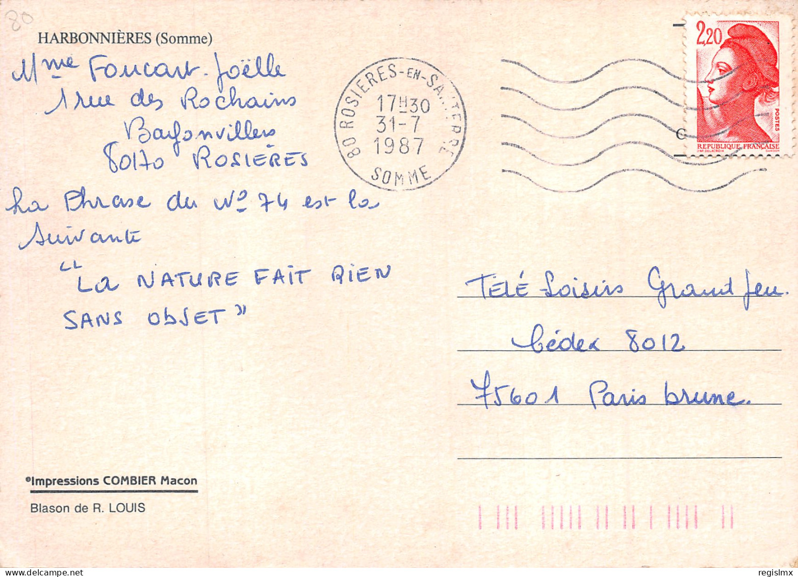 80-HARBONNIERES-N°348-B/0325 - Other & Unclassified