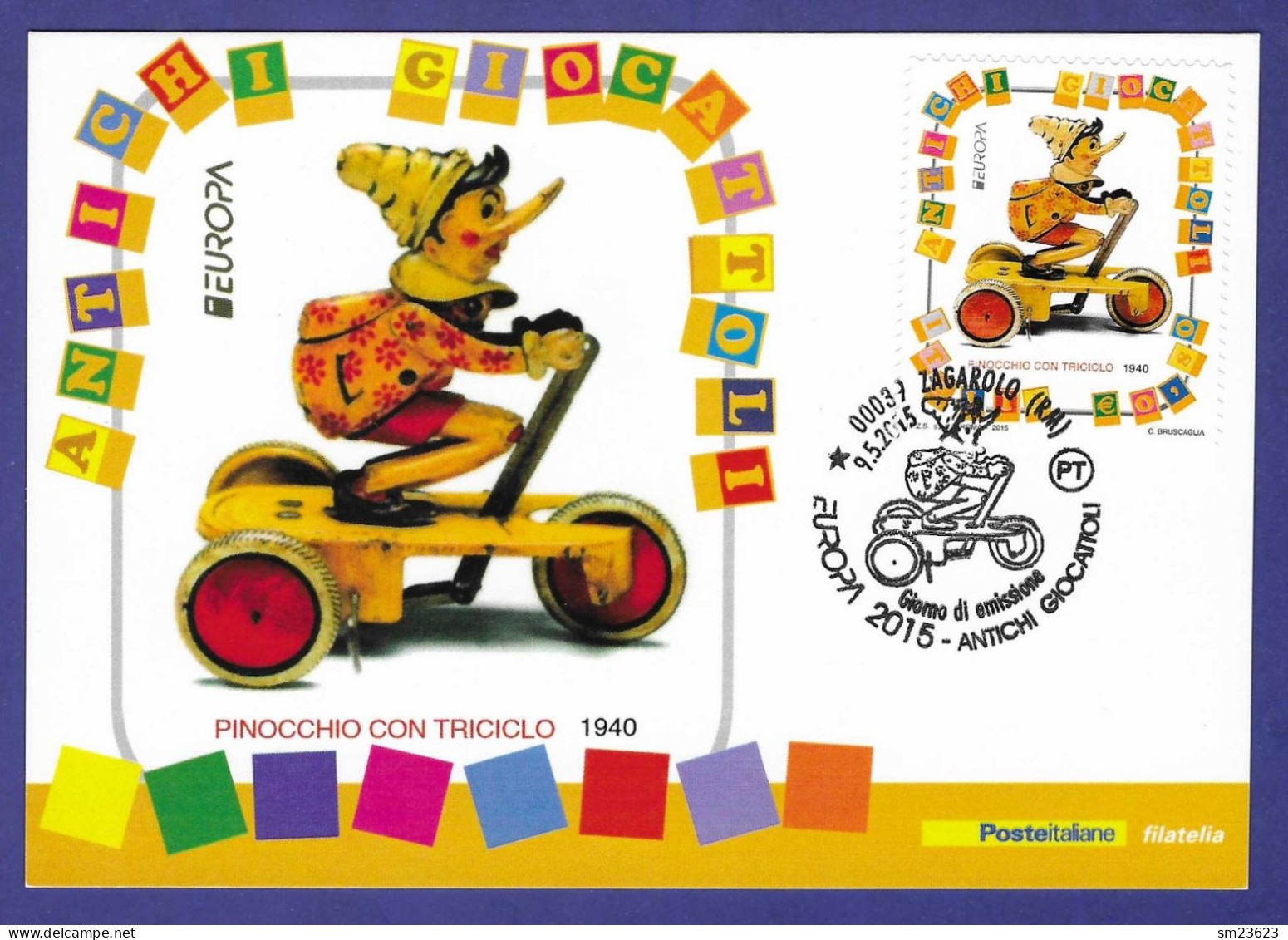 Italien / Italia  2015  Mi.Nr. 3785 , EUROPA CEPT - Historisches Spielzeug - Maximum Card - Zagarolo 9.5.2015 - 2015