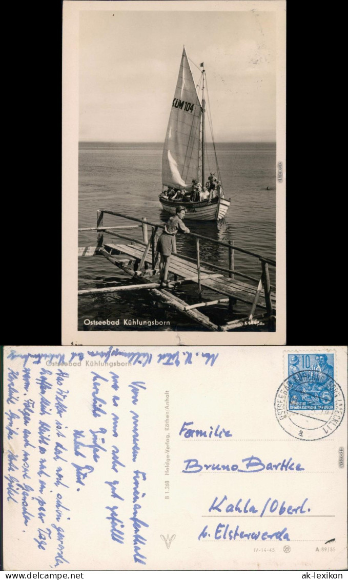 Ansichtskarte Kühlungsborn Bootssteg Mit Segelboot 1955 - Kühlungsborn