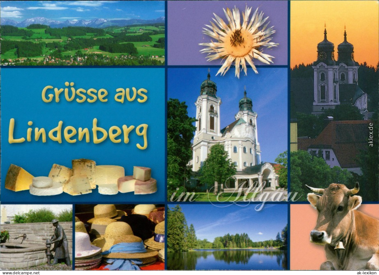 Ansichtskarte Lindenberg (Allgäu) Panorama-Ansicht, Kirche, See, Brunnen 1995 - Lindenberg I. Allg.