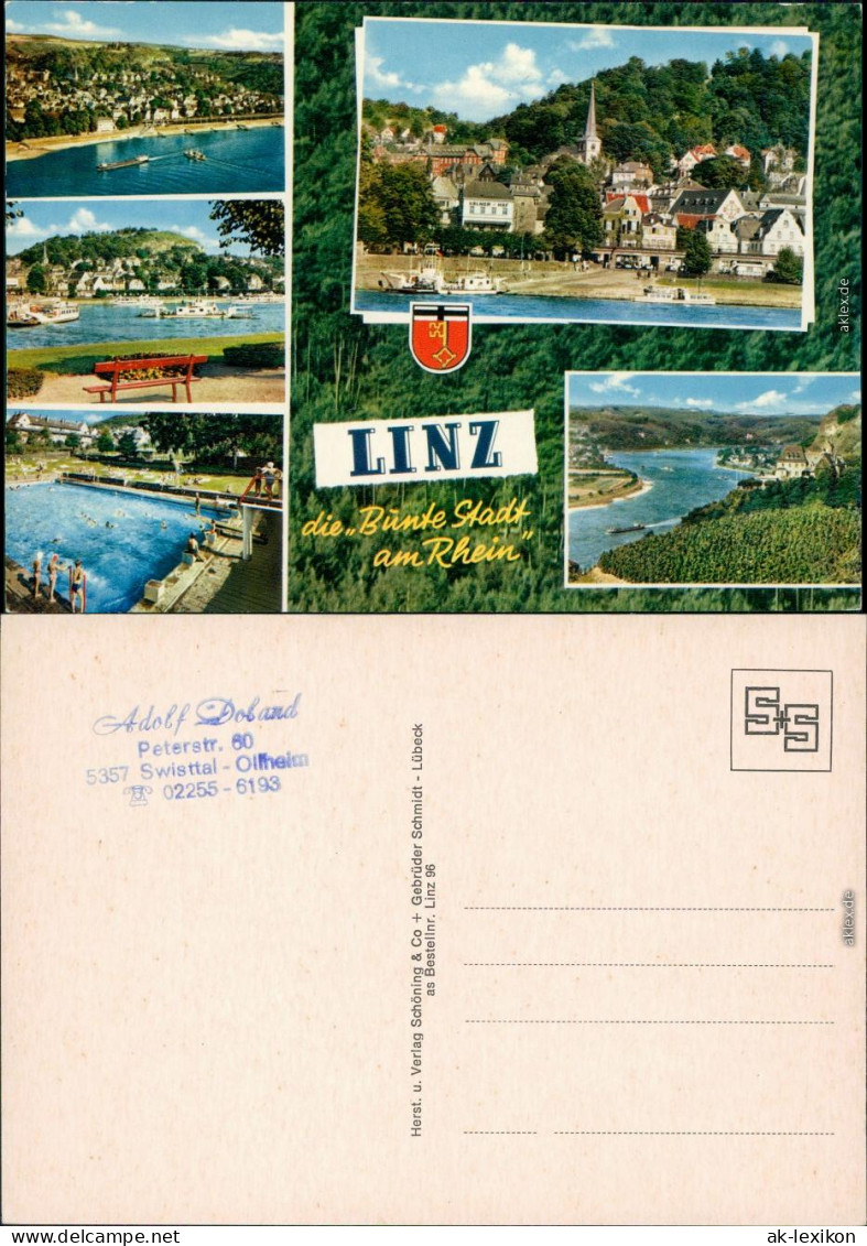 Ansichtskarte Linz Am Rhein Panorama-Ansicht, Schwimmbad, Rhein 1982 - Other & Unclassified