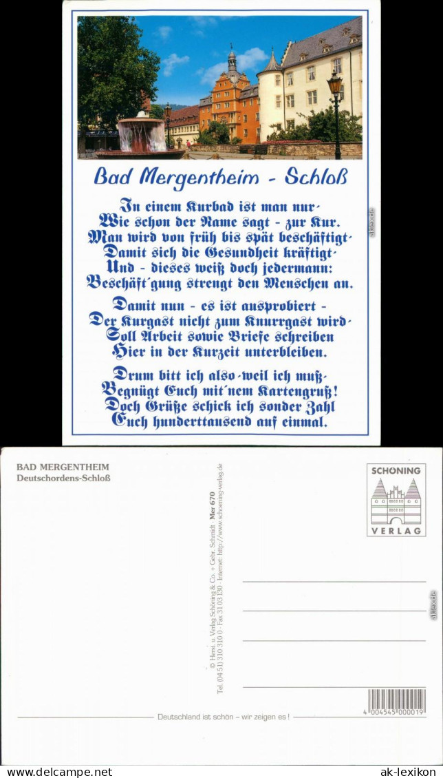 Ansichtskarte Bad Mergentheim Deutschordens-Schloss Spruchkarte 1995 - Bad Mergentheim