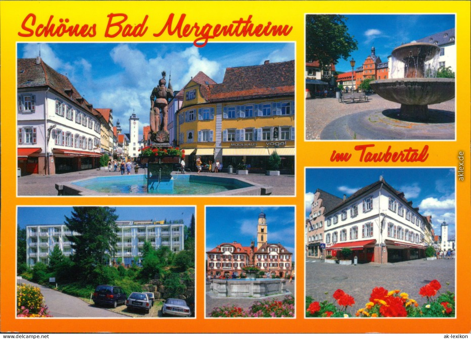 Bad Mergentheim Markt, Marktbrunnen, Schloss, Museum, Straßenansicht 1995 - Bad Mergentheim