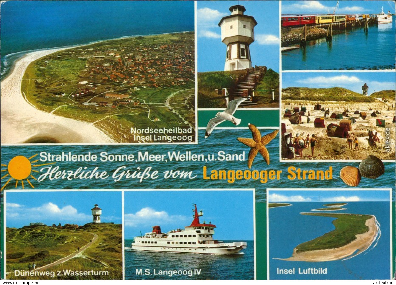 Langeoog Dünenweg Z. Wasserturm, MS Langeoog IV, Insel Luftbild 1993 - Langeoog