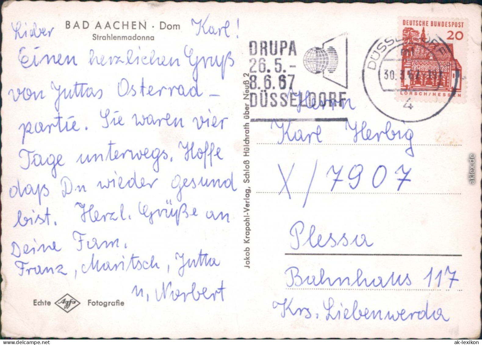 Ansichtskarte Aachen Strahlenmadonna Am Dom 1967 - Aachen