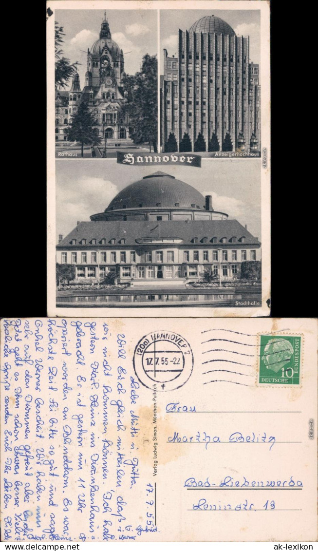 Hannover Neues Rathaus, Hochhaus An Der Gosariede, Stadthalle 1955 - Hannover