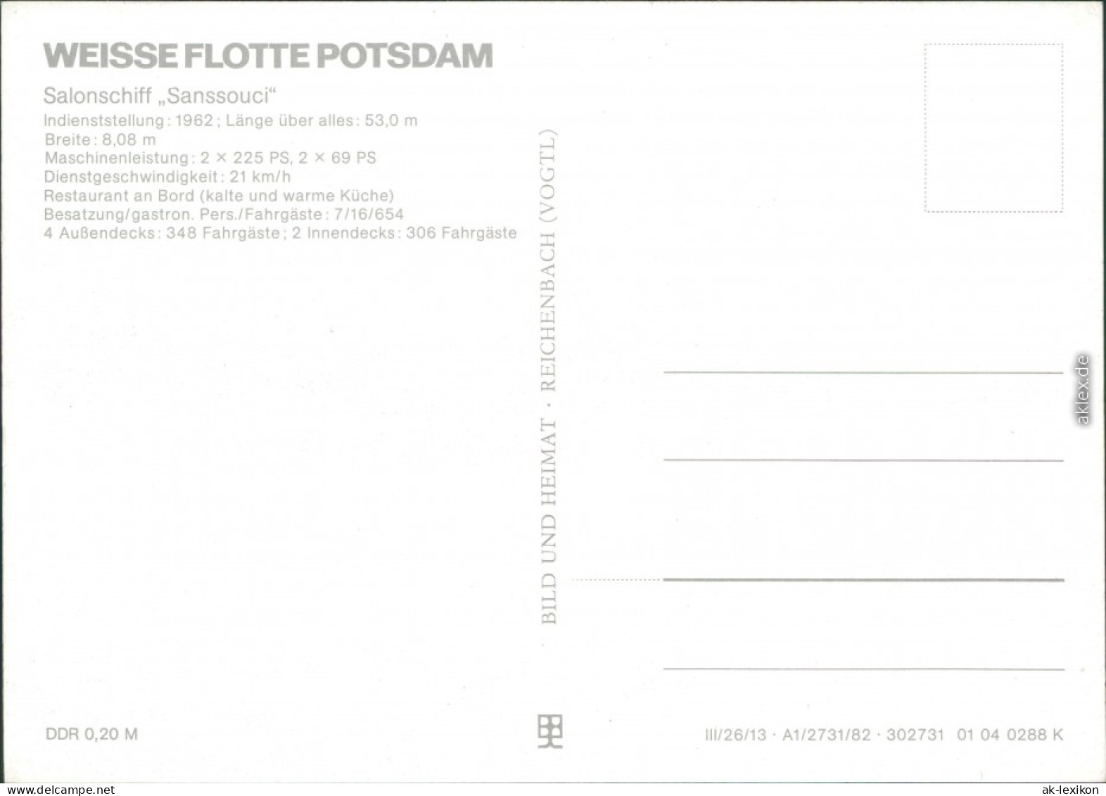 Ansichtskarte Potsdam Weiße Flotte Potsdam - Salonschiff Sanssouci 1982 - Potsdam