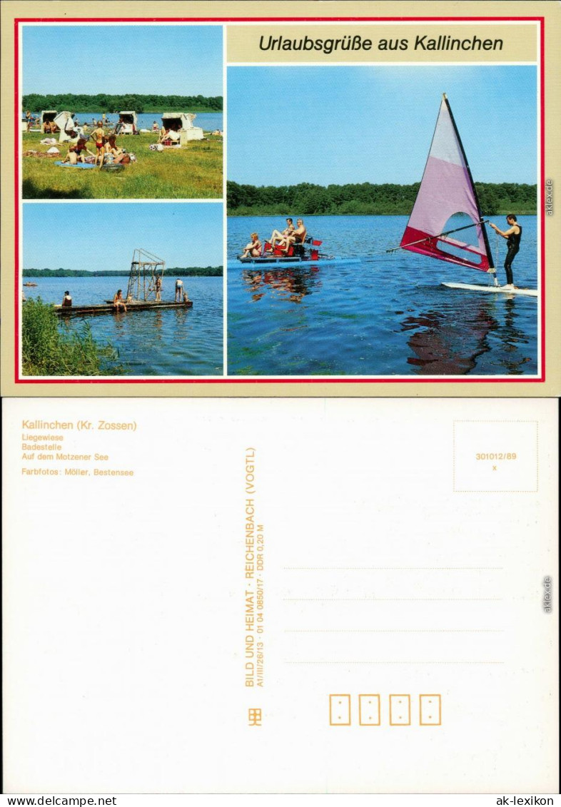 Kallinchen-Zossen Liegewiese, Badestelle, Surfer Auf Dem See 1989 - Zossen