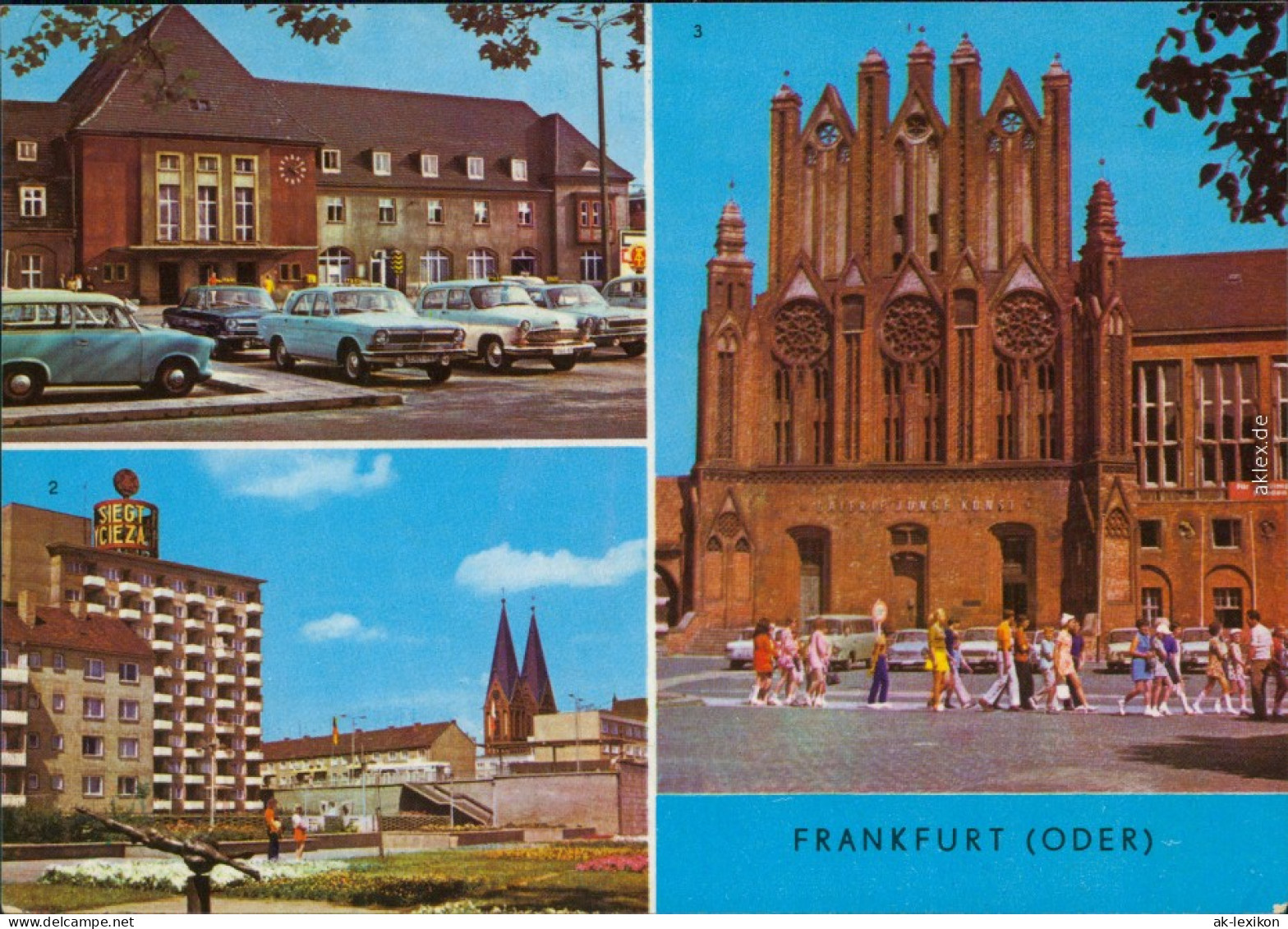 Ansichtskarte Frankfurt (Oder) Hauptbahnhof, Oberpromenade, Rathausgiebel 1976 - Frankfurt A. D. Oder
