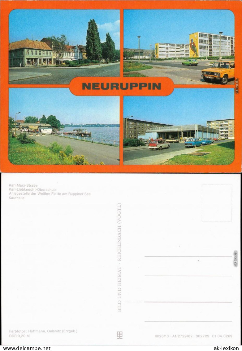 Neuruppin Karl-Marx-straße, Oberschule,  Weißen Flott  Kaufhalle 1982 - Neuruppin