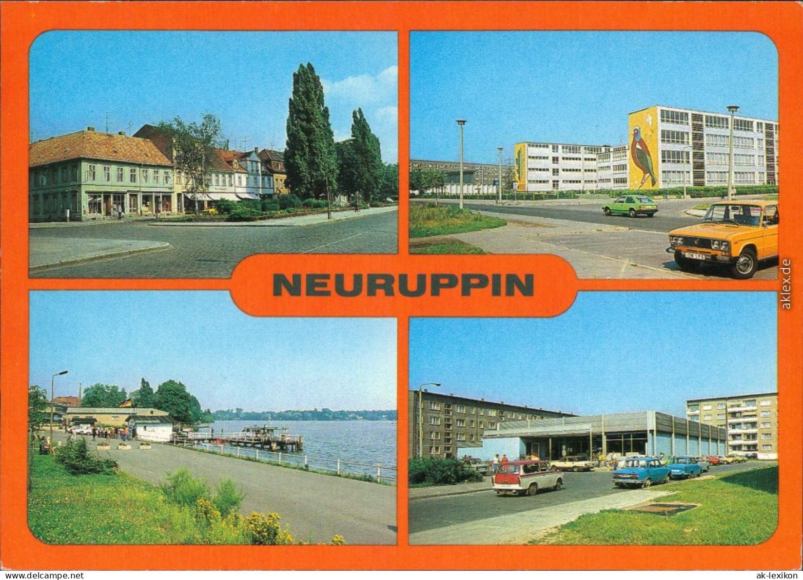 Neuruppin Karl-Marx-straße, Oberschule,  Weißen Flott  Kaufhalle 1982 - Neuruppin