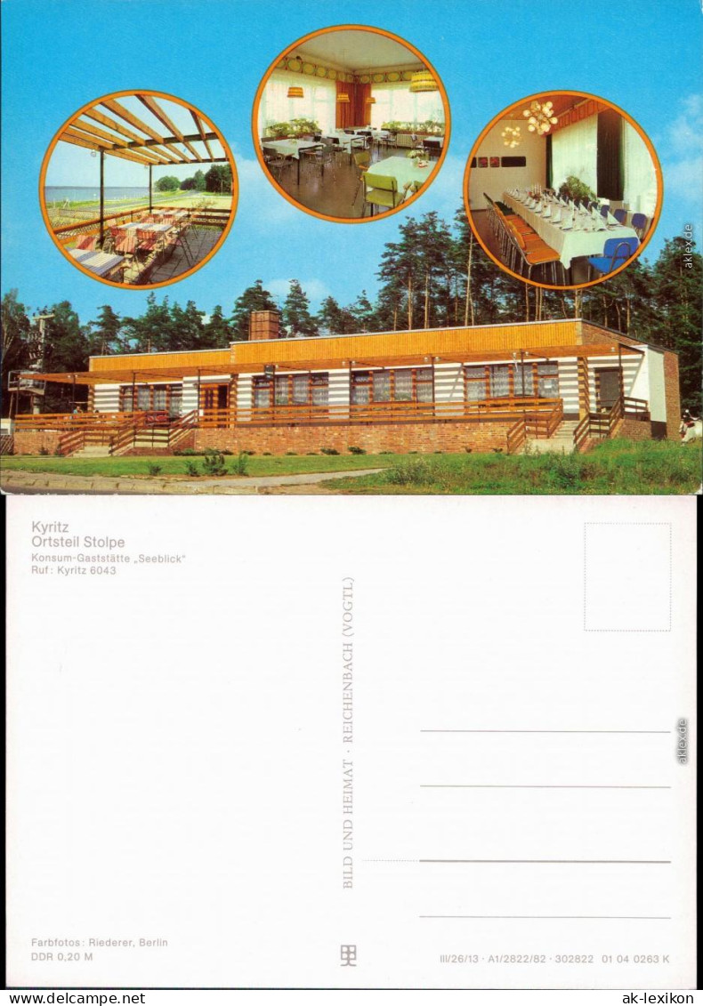 Ansichtskarte Kyritz OT Stolpe: Konsum-Gaststätte "Seeblick" 1982 - Kyritz