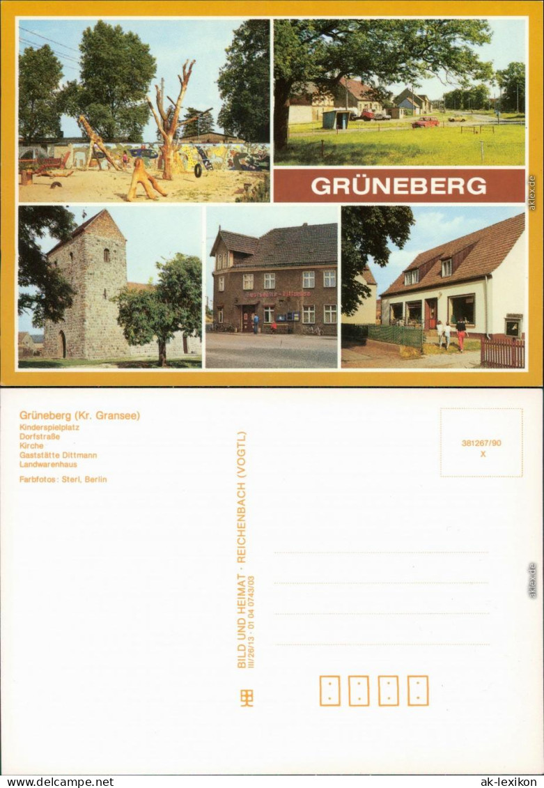 Grünberg-Ponitz Kinderspielplatz, Dorfstraße, Kirche  Und Gatsstätte 1990 - Autres & Non Classés