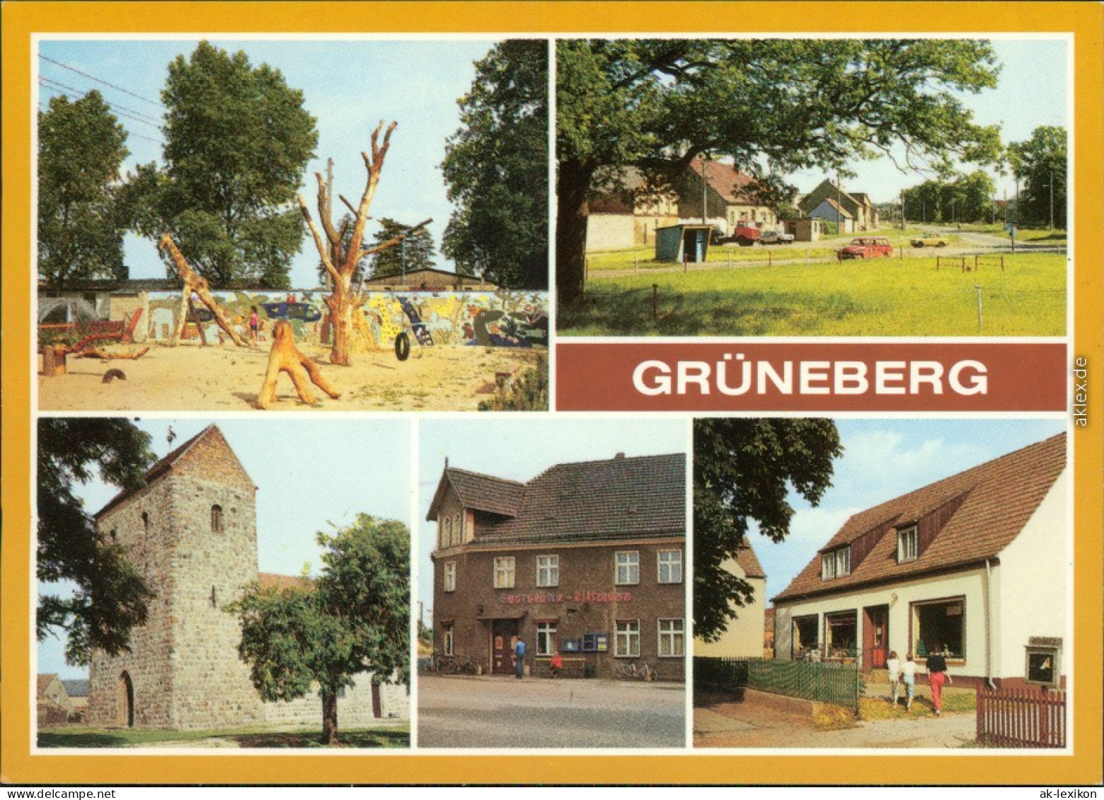 Grünberg-Ponitz Kinderspielplatz, Dorfstraße, Kirche  Und Gatsstätte 1990 - Autres & Non Classés