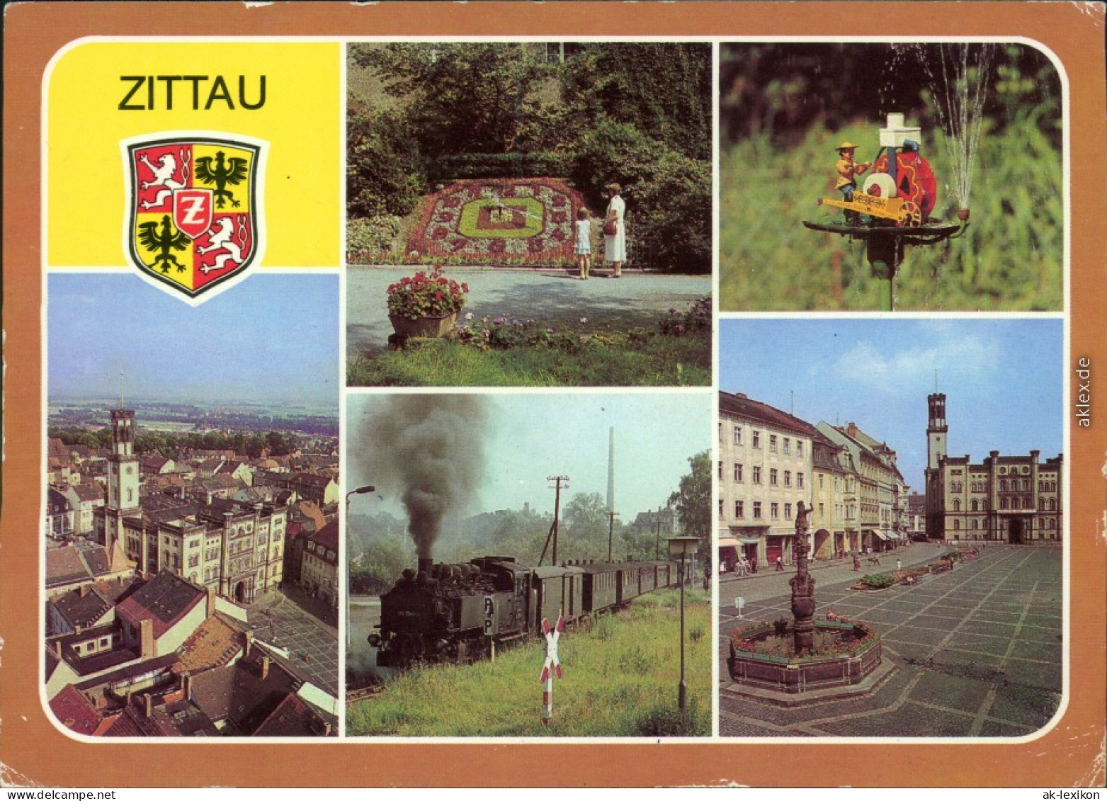 Zittau Blumenuhr, Schleifermännelbrunnen Kleinbahn, Platz Der Jugend G1986 - Zittau