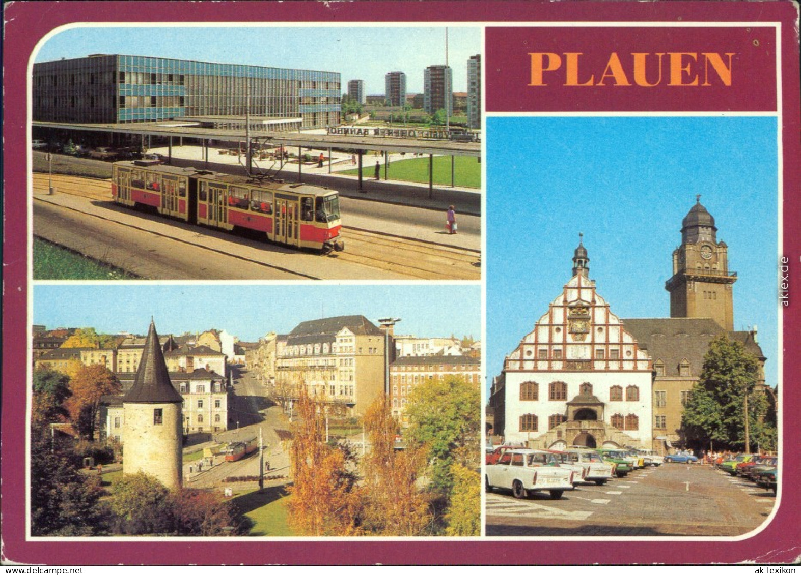 Plauen (Vogtland) Oberer Bahnhof, Otto-Grotewohl-Platz, Rathaus 1982 - Plauen