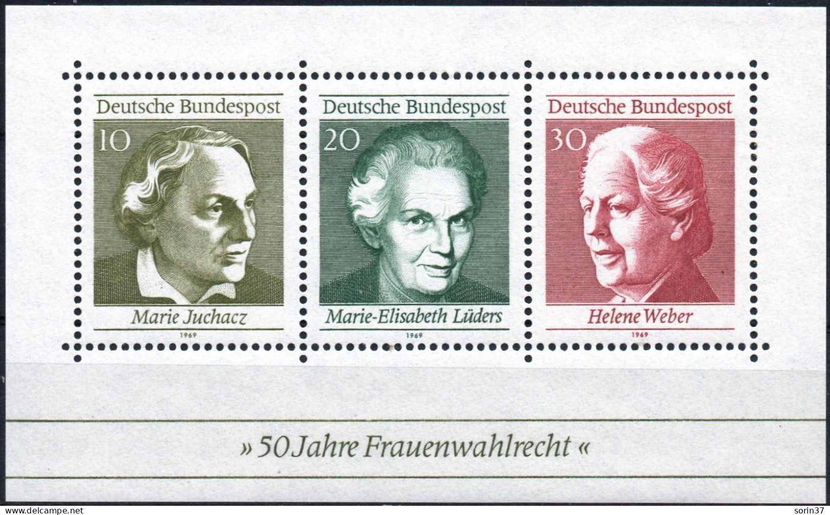 HB Germany / Alemania Occidental  Año 1969  Yvert Nr. 04 Nueva Mujeres Famosas - Ungebraucht