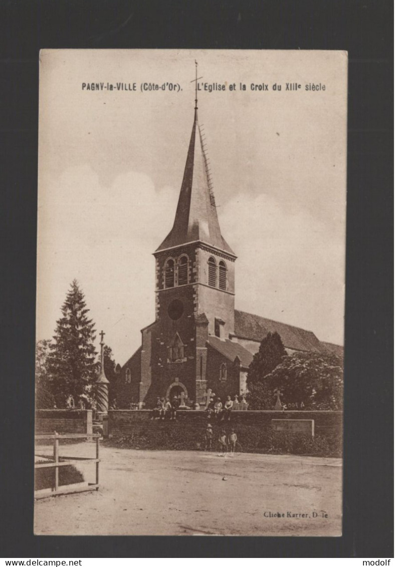 CPA - 21 - Pagny-la-Ville - L'Eglise Et La Croix Du XIIIe Siècle - Animée - Non Circulée - Other & Unclassified