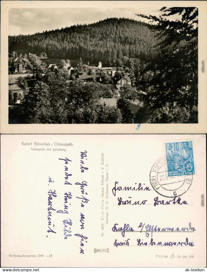 Bärenfels (Erzgebirge)-Altenberg Panorama-Ansicht, Spitzberg 1956 - Altenberg