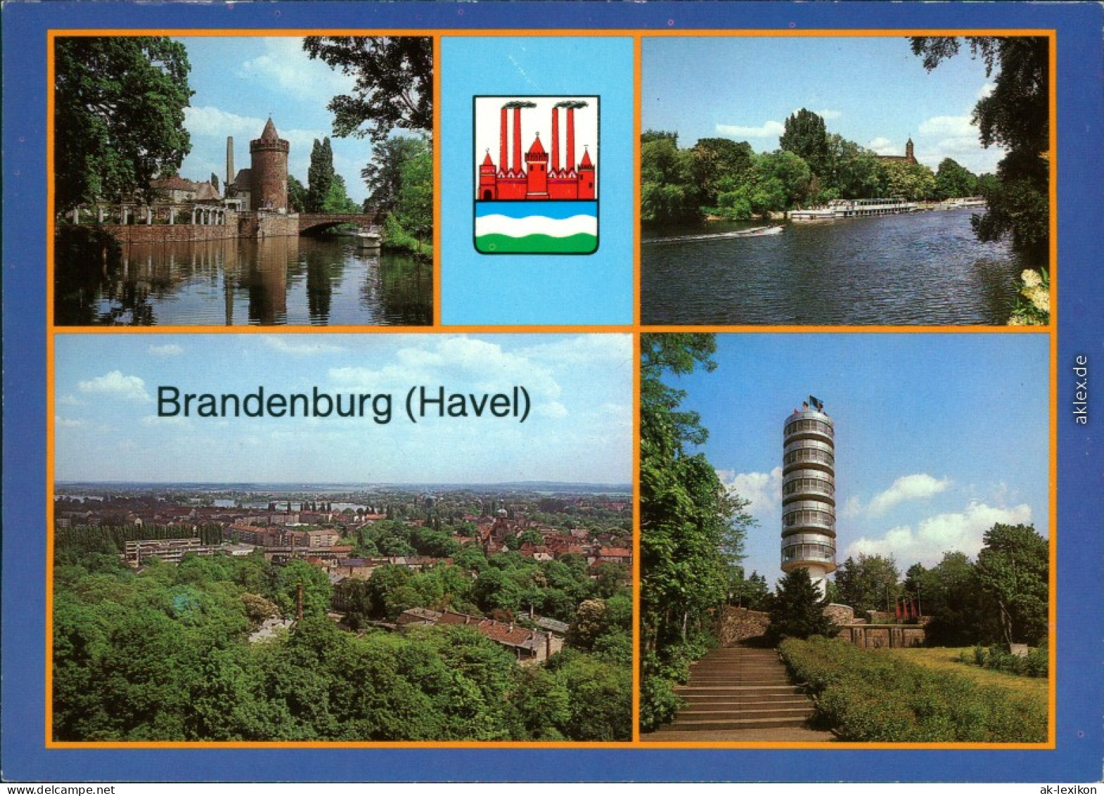Brandenburg An Der Havel Steintor Mit Steintorbrücke, Blick  Friedenswarte 1986 - Brandenburg