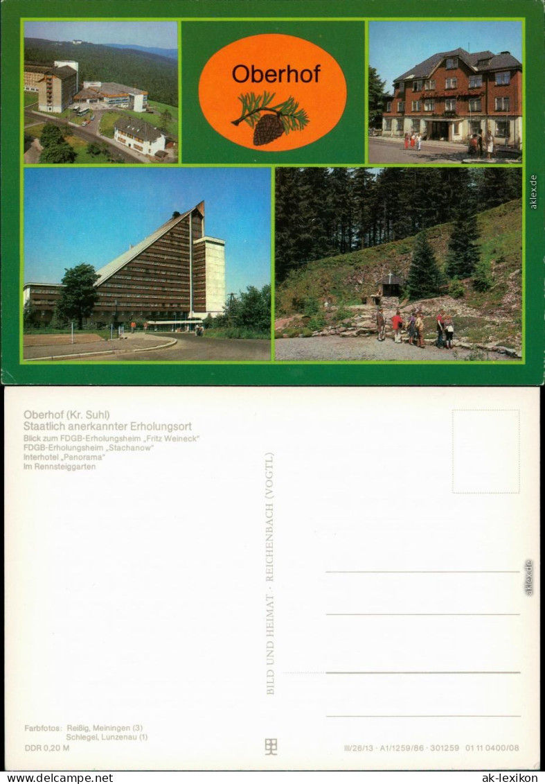 Oberhof (Thüringen) Luftbild Vom FDGB-Erholungsheim Fritz Weineck, FDGB 1986 - Oberhof