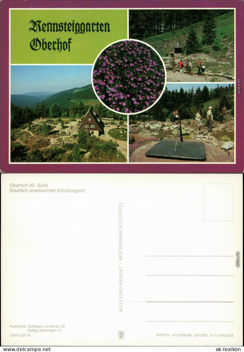 Ansichtskarte Oberhof (Thüringen) Rennsteiggarten 1986 - Oberhof