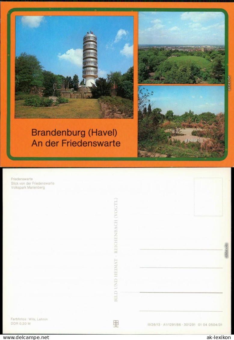 Ansichtskarte Brandenburg An Der Havel Friedenswarte, Volkspark Marieberg 1986 - Brandenburg