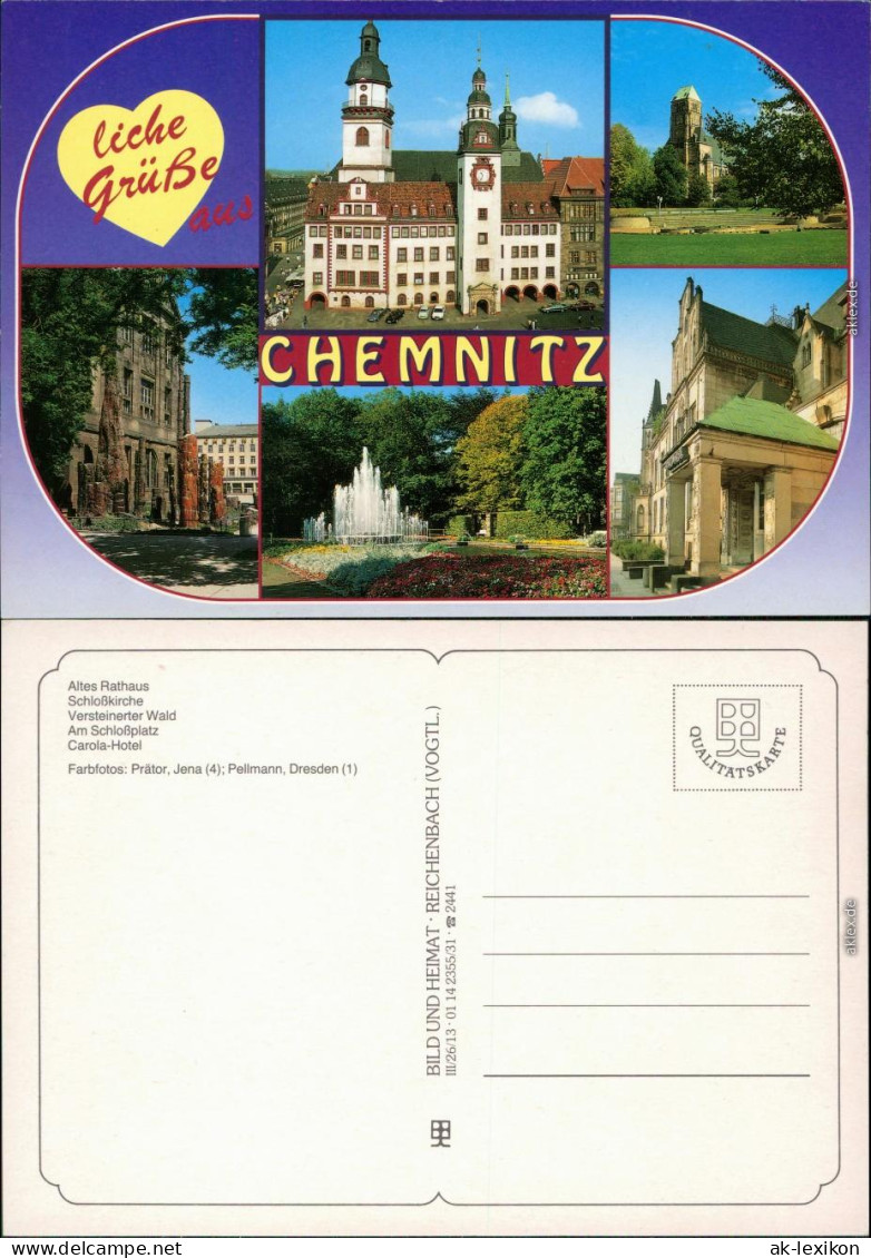 Chemnitz Karl-Marx-Stadt Rathaus, Schloßkirche,  Schloßplatz, Carola-Hotel 1995 - Chemnitz