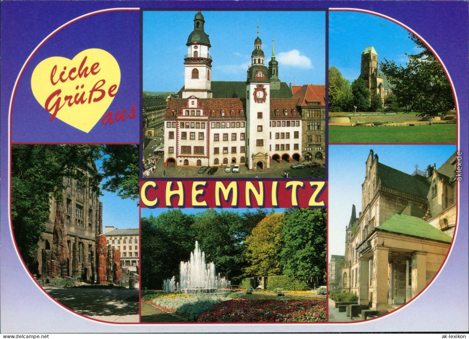 Chemnitz Karl-Marx-Stadt Rathaus, Schloßkirche,  Schloßplatz, Carola-Hotel 1995 - Chemnitz