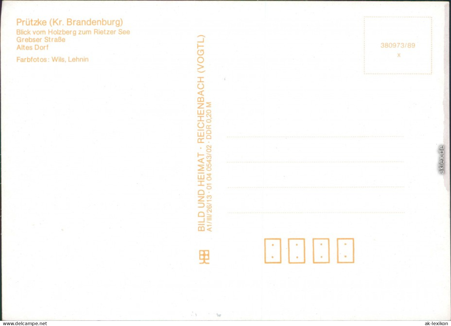 Prützke Blick Vom Holzberg Zum Rietzer See, Grebser Straße, Altes Dorf 1989 - Other & Unclassified