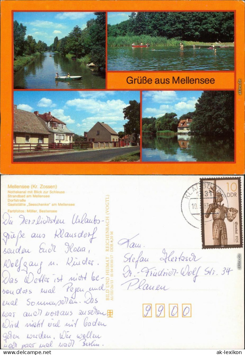 Am Mellensee Nottekanal Mit Blick Zur Schleuse,  Dorfstraße, Gaststätte  1987 - Sonstige & Ohne Zuordnung