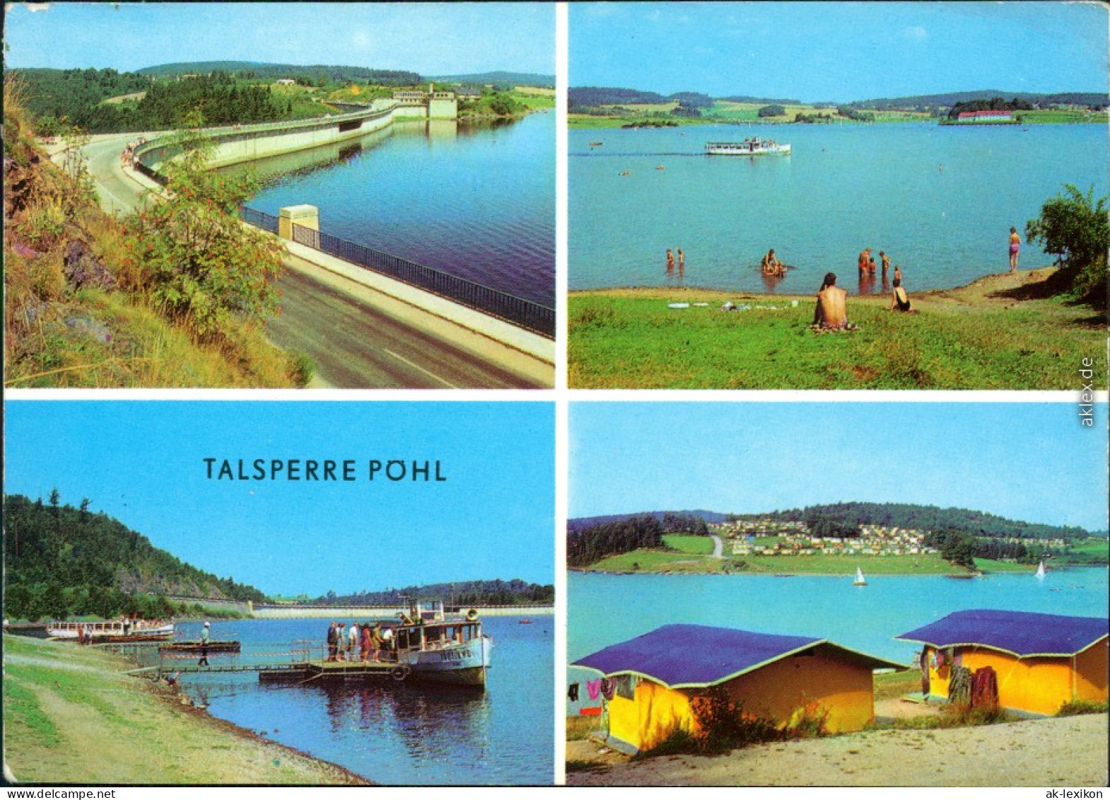 Pöhl Staumauer, Uferbereich, Bootsanlegestelle, Zelte Am Strand 1974 - Pöhl