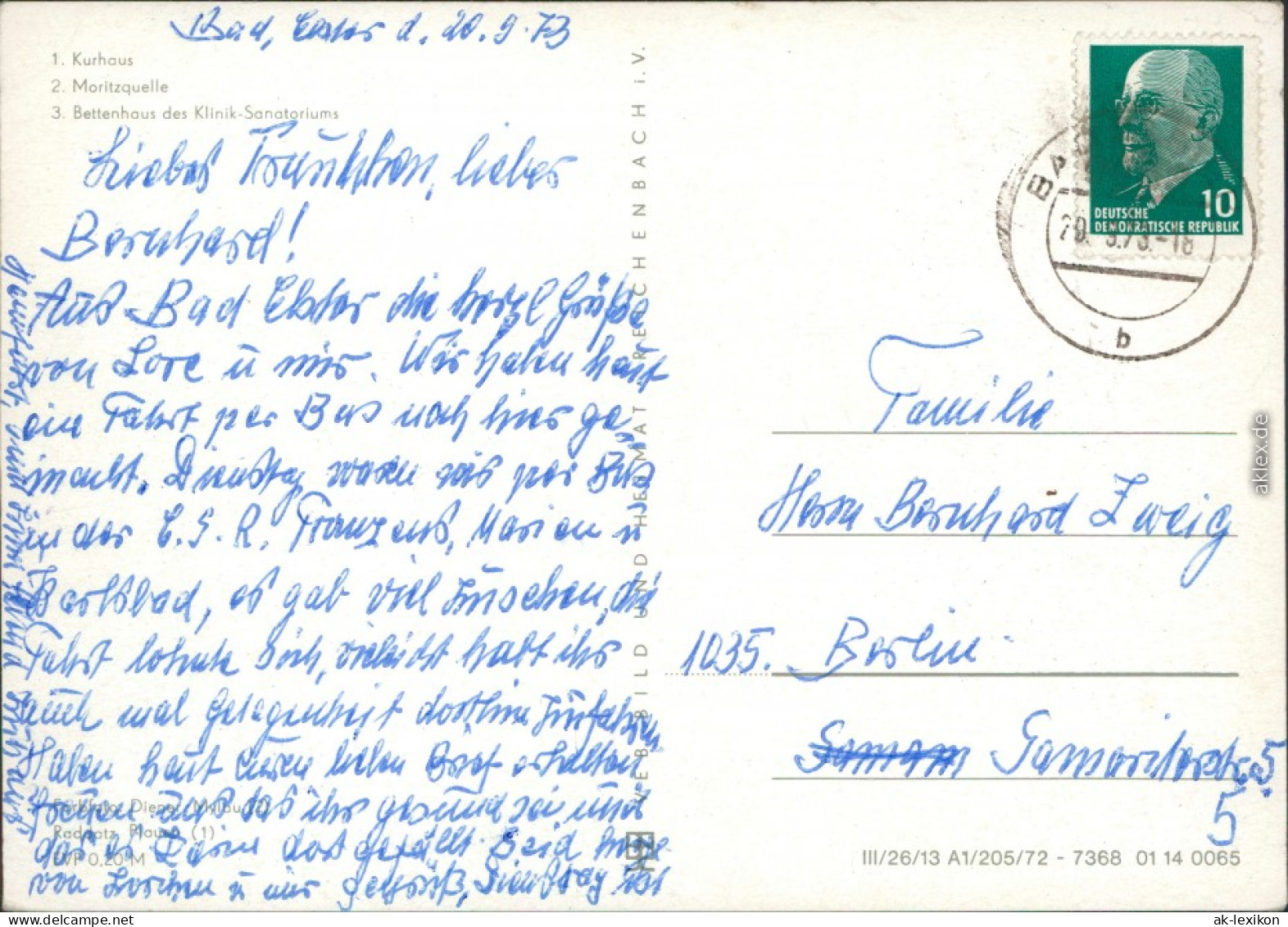 Bad Elster Kurhaus, Moritzquelle, Bettenhaus Des Klinik-Sanatoriums 1973 - Bad Elster