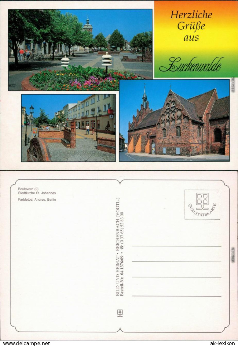 Ansichtskarte Luckenwalde Boulevard, Stadtkirche St. Johannes 1995 - Luckenwalde