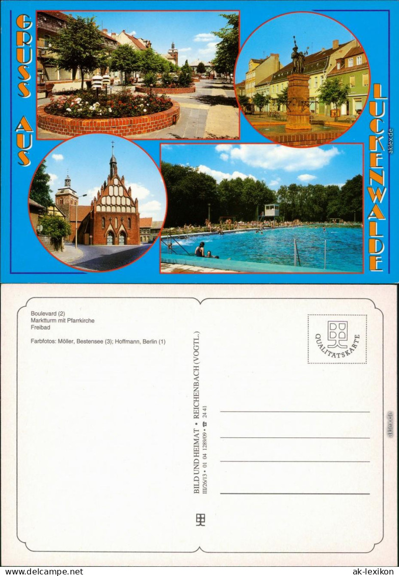 Ansichtskarte Luckenwalde Boulevard, Marktturm Mit Pfarrkirche, Freibad 1995 - Luckenwalde